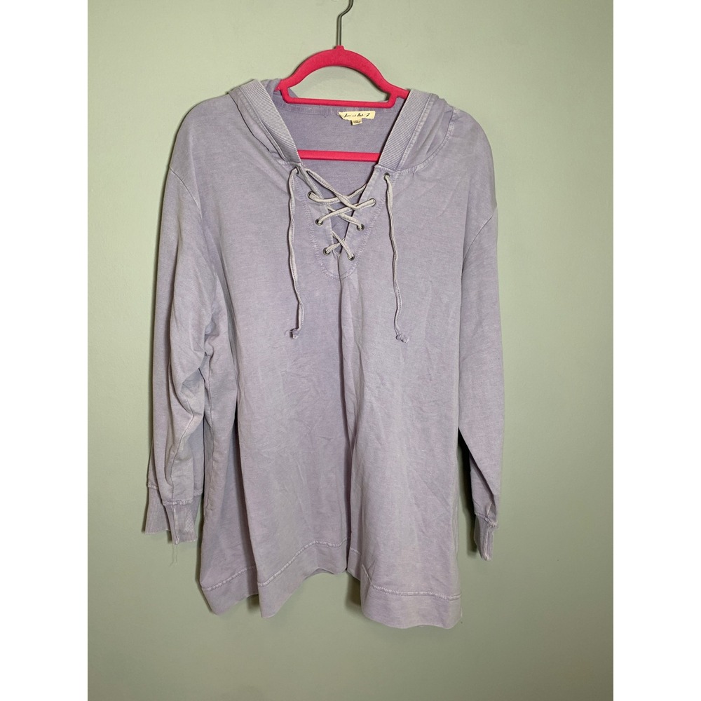 Jane and‎ Delaney Lace Up Hoodie 3X Purple Long Sleeve French Terry Pullover